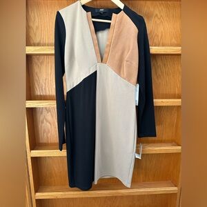 ABS by Allen Schwartz Color Block Long Sleeve Dress NWT